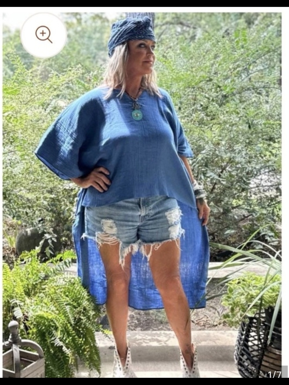 Jaded Gypsy Blue High-Low Gauze Tunic Top